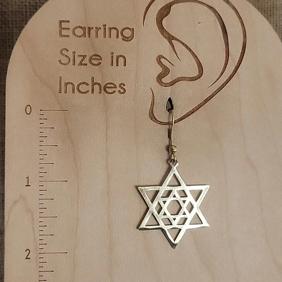 🔥LAST PAIR🔥 STAR OF DAVID DROP EARRINGS - Picture 3 of 5